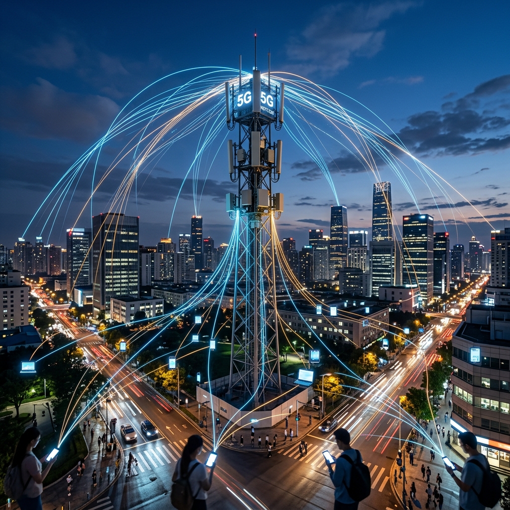 5G cellular tower emitting signals